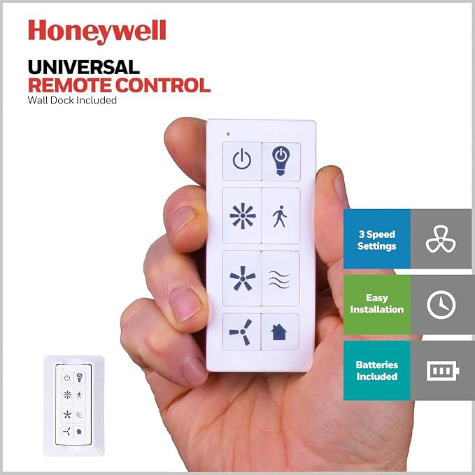 Honeywell Ceiling Fans Xerxes Modern 62 Inch Ceiling Fan with Light, Remote Control Fan, LED Indoor Fan with 8 Blades, Matte Black and Ash Blade Finish Options, Matte Black (51473-01)