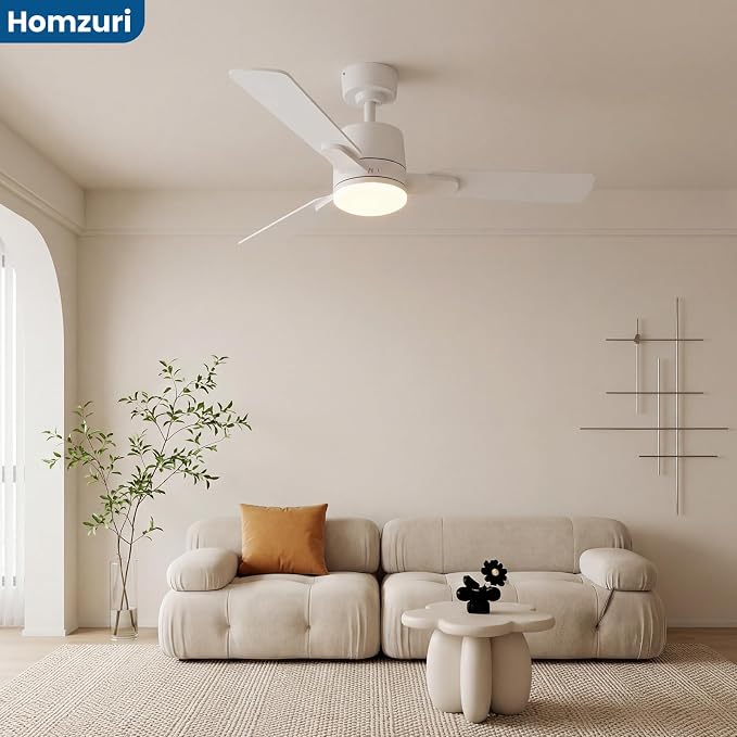 42" Ceiling Fan with Light and Remote, 6 Speed, Reversible Quiet DC Motor, 3CCT & Dimmable, Fast Install, Dual Finish 3 Blades Downrod Ceiling Fan with Lights for Bedroom, Living Room, Apartment