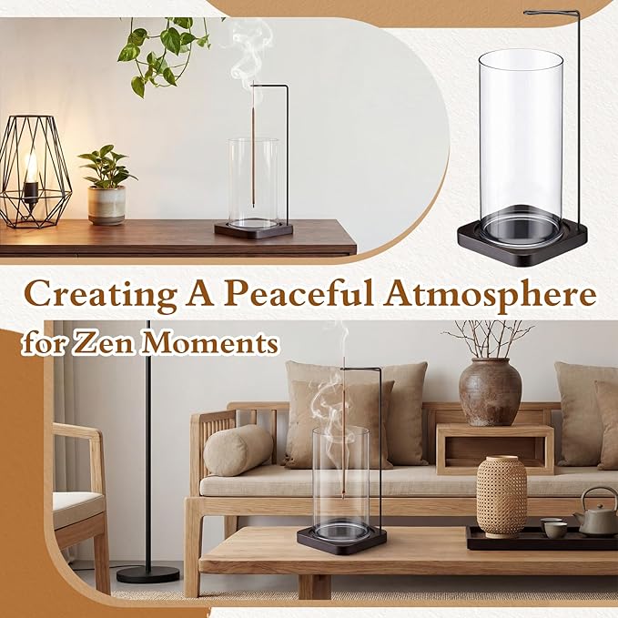 BreezeHug 6 Pack Incense Holder for Sticks Upside Down Anti-Ash Flying No Mess Wooden Incense Stick Burner with Detachable Ash Catcher Modern Vertical Incenses Holder for Yoga Spa Home, 3 Sizes