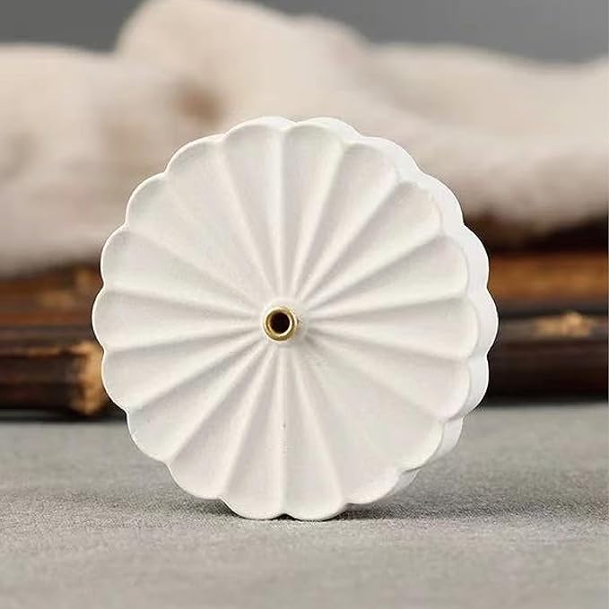 Incense Holder for Sticks with 0.3cm Holes - Chrysanthemum Design | Portable Ash Catcher & Burner for Desk, Office, Tea Room | The “Four Seasons Floral” Series