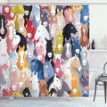 Ambesonne Abstract Shower Curtain, Pattern with Colorful Cartoon Style Horses Pony Childhood Theme Childish Artwork, Cloth Fabric Bathroom Decor Set with Hooks, 69" W x 84" L, Blue Green