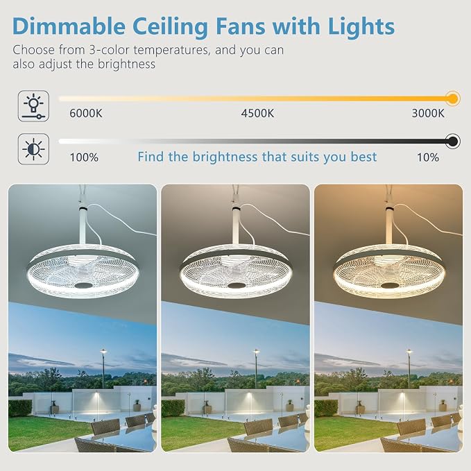 AHAWILL Outdoor Ceiling Fans with Lights, 20'' Gazebo Fan, Plug in Ceiling Fan for Patios, Pergola, Ceiling Fan with Remote Control, Hanging with Hook,Black