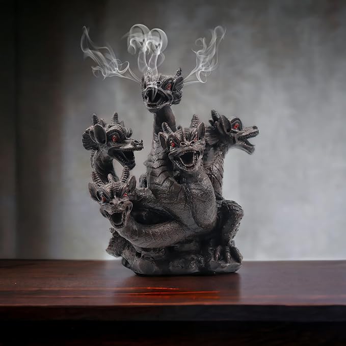 Hosley Resin Dragon Décor Statue Incense Cone Burner 8.5 Inch High, Ideal for Aromatherapy and Fantasy Décor Discover Mystical Elegance, Home Décor, Office, Spa