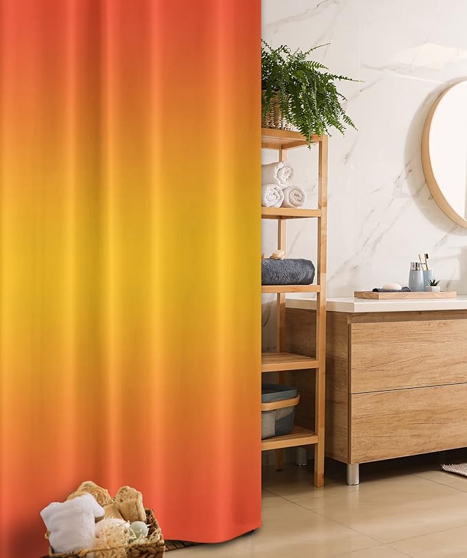 Ambesonne Ombre Stall Shower Curtain, Tropical Sunset Seasons of The Year Inspired Summer Themed Design Modern, Fabric Bathroom Decor Set with Hooks, 36" W x 72" L, Orange Yellow
