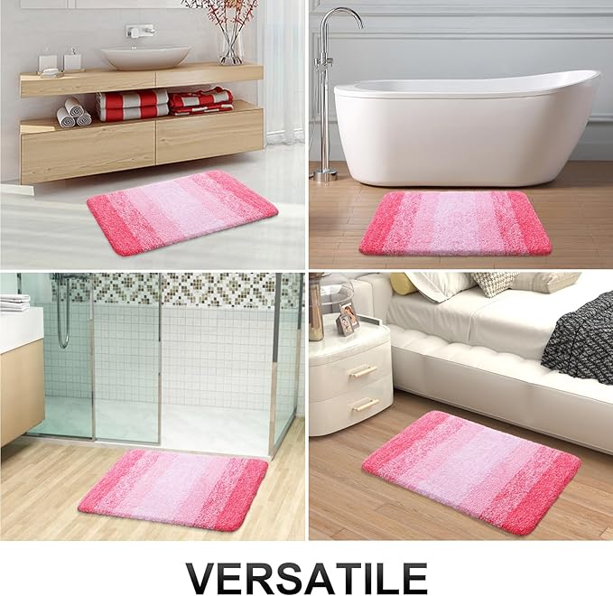 OLANLY Bathroom Runner Rugs Mat 59x20, Extra Soft Absorbent Microfiber Bath Rugs, Rubber Backing, Quick Dry, Washable Long Bath Mats for Bathroom Floor, Tub and Shower, Home Decor Accessories, Pink