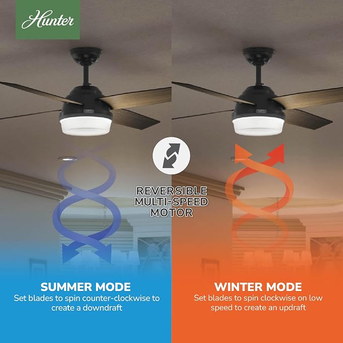 Hunter Dempsey, Outdoor or Indoor, Ceiling Fan, 52 inch, Matte Black