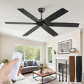 Fanbulous 60 inch Ceiling Fan No Light with Remote | Without Light, Remote Control, Flush Mount Low Profile, Quiet DC Motor & Reversible, Indoor/Outdoor