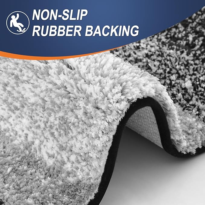 OLANLY Large Bathroom Rugs Mat 47x32, Extra Soft Absorbent Microfiber Bath Rugs, Rubber Backing, Quick Dry, Machine Washable Bath Mats for Bathroom Floor, Tub and Shower, Home Decor Accessories, Black