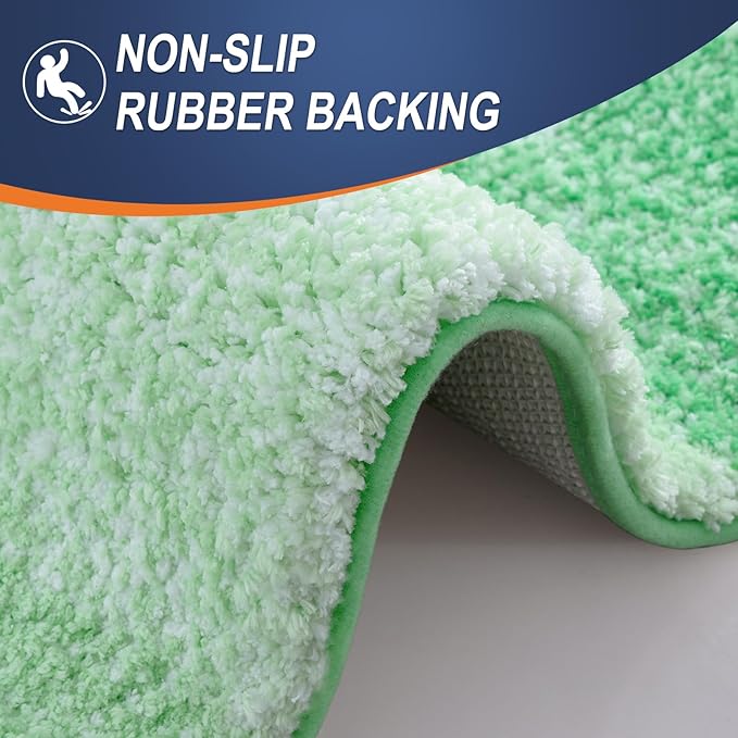 OLANLY Bathroom Runner Rugs Mat 59x20, Extra Soft Absorbent Microfiber Bath Rugs, Rubber Backing, Quick Dry, Washable Long Bath Mats for Bathroom Floor, Tub and Shower, Home Decor Accessories, Green