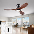 42 Inch Low Profile Ceiling Fans with Lights and Remote, Flush Mount 3 Blade Wood Ceiling Fan,Dimmable,Quiet Noiseless for Patios,Living Room,Bedroom(Wall Control Switch)