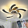 Low Profile Ceiling Fan with Remote &APP Control, Quiet Motor & Dimmable LED Light, Black Flush Mount Ceiling Fan for Bedroom (6-Speed Timer)
