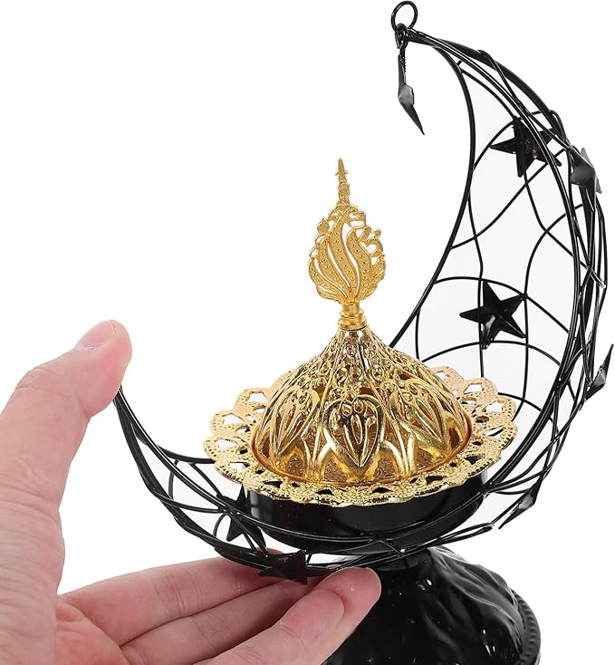 Zerodeko 1pc Incense Burner Decoration Elegant Arabic Censer for Home Decor Vintage Incense Holder Smooth for Aromatherapy and Relaxation Black Design