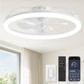 LEDIARY 23 Inch Ceiling Fans with Lights and Remote, Dimmable Fan Light | 6 Speed, Reversible, APP & Remote Control, Low Profile Flush Mount Ceiling Fan for Bedroom, White