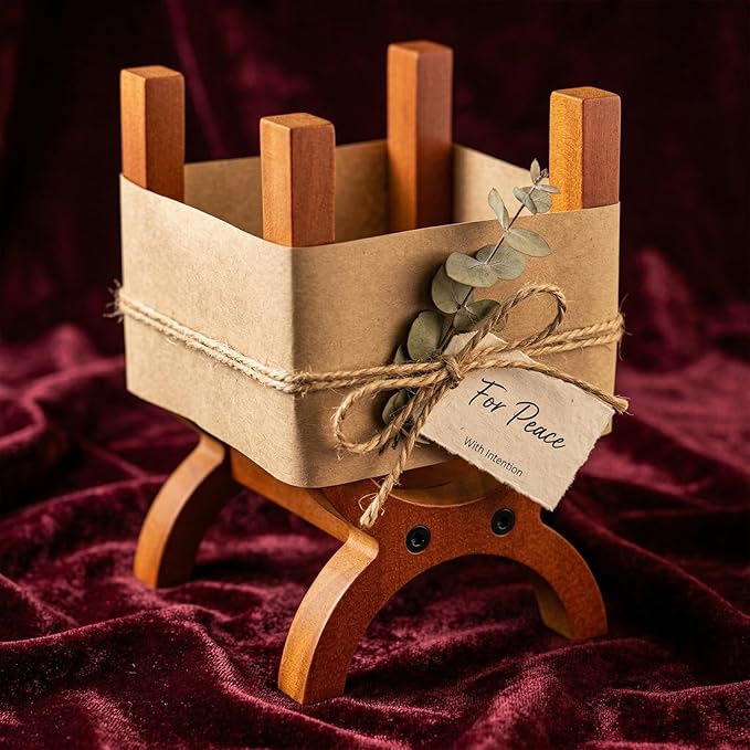 Solid Wood Palo Santo Holder - Large Capacity Sage Bundle Storage Rack | Rustic Wooden Smudge Sticks Display Stand & Organizer for Altar Decor, Yoga Meditation Spiritual Gifts (Brown)