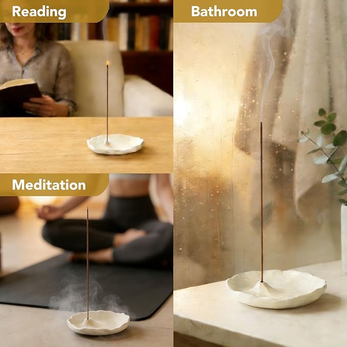 Minimalist Stone Sand Incense Holder – Handcrafted Modern Minimalist Incense Stick Holder for Meditation, Yoga, Aromatherapy, Home, Office Decorative Burner