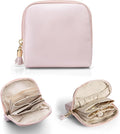 VLANDO Small Jewelry Travel Case,Jewelry Pouch Bags with Zipper,Velvet Jewelry Organizer Storage Bag for Bracelet Rings Earring Travel Essentials Gifts for Women Girl-Pearl Pink