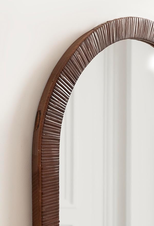 Kate and Laurel Rahfy Boho Arch Rattan Mirror