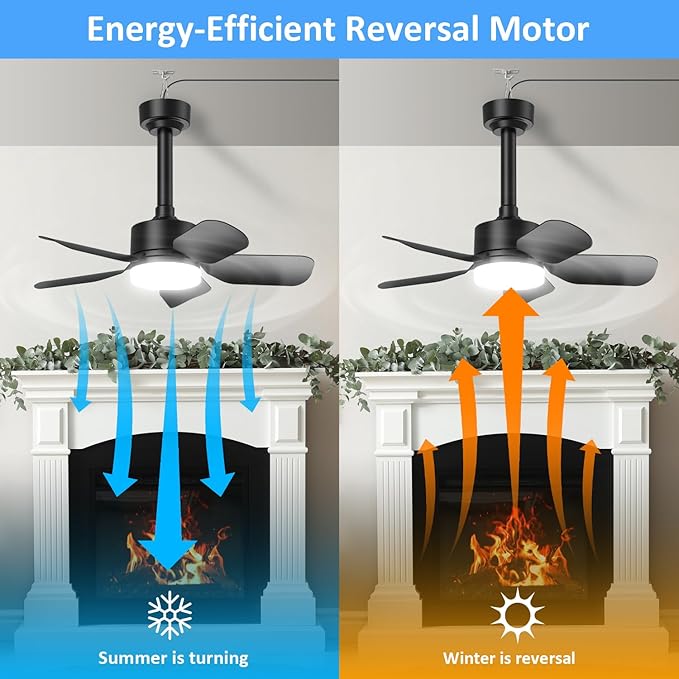 Small Ceiling Fan with Light & Remote, 20" 30W 2000 Lumens 3 Colors 3000K-6500K 6-Speed Outdoor Fans for Patios,Gazebos and Canopy, Portable Plug in Ceiling Fan Light for Garages, Camping, RV, Tents.