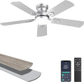 Ohniyou Ceiling Fans with Lights, 42 Inch Low Profile Ceiling Fan with Light and Remote/APP Control, Flush Mount, Dimmable, Quiet DC Motor, Silver Small Indoor Ceiling Fan for Bedroom, Kitchen