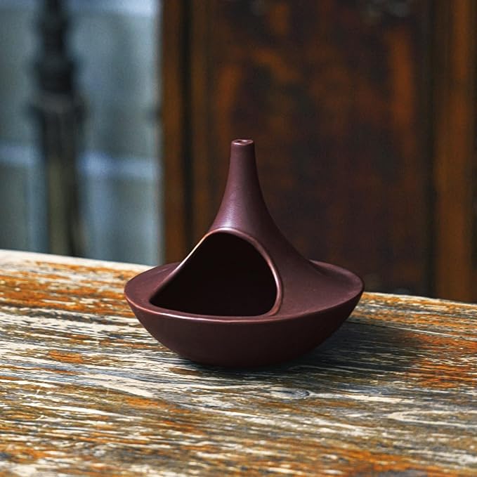 3 in 1 Incense Holder for Palo Santo Sticks Sage Bundles Cone Incense, Handcrafted Ceramic Incense Burner Holder Ash Catcher with Chimney, Smudge Bowl for Yoga Meditation Home Decor (Chimney Red)
