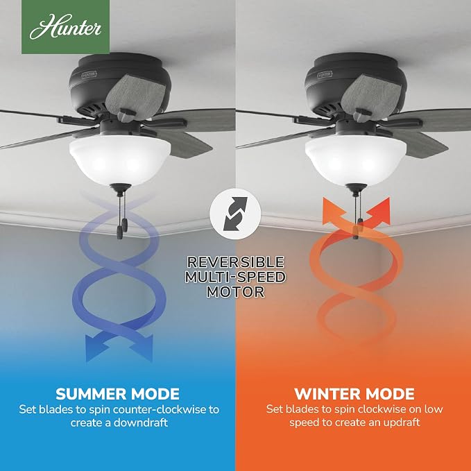 Hunter Newsome, Indoor, Ceiling Fan, with LED Light, 42 inch, Matte Black