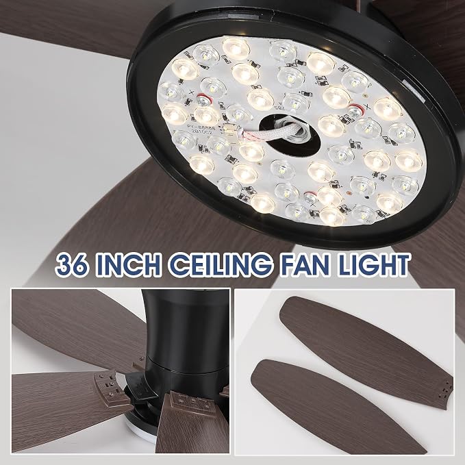 Surtime Ceiling Fans with Lights-42 Low Profile Ceiling Fan with Light and Remote/APP Control,Flush Mount,DC Reversible,LED Dimmable Modern Ceiling Fans for Bedroom,Indoor/Outdoor Patio Use(Brown)