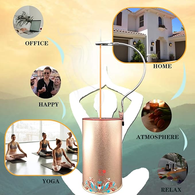 Metal Incense Burner with Anti-Flying Ash Technology & Adjustable Clamp,Elegant Ash Catcher for Home &Yoga & Meditation Ash Catcher Container (3.2x5.7in) (1, Champagne Gold)