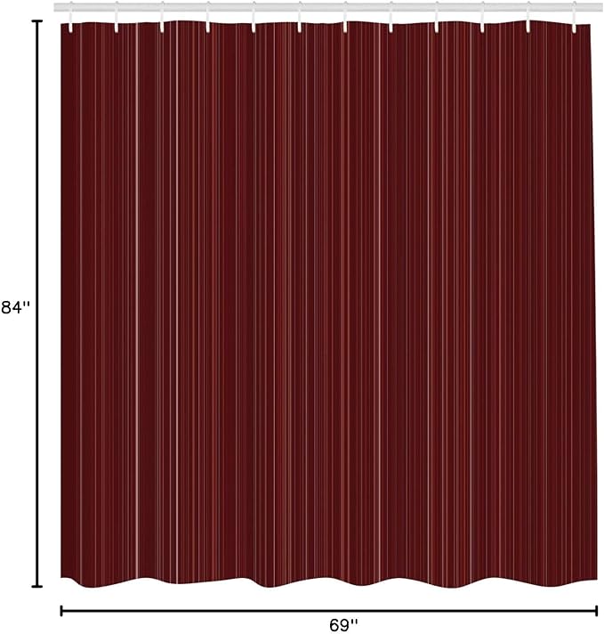 Ambesonne Maroon Shower Curtain, Classical Striped Display with Thin Lines Modern Fashion Repetitive Abstract Pattern, Cloth Fabric Bathroom Decor Set with Hooks, 69" W x 84" L, Maroon