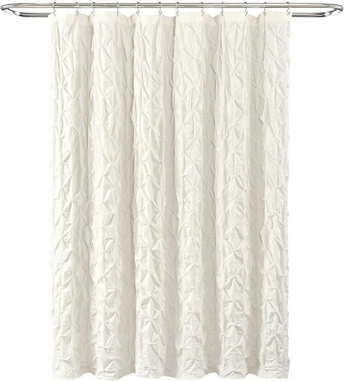 Lush Decor Ravello Pintuck Shower Curtain, 72" W x 72" L, Ivory - Luxe Pintuck Embellishment - Chic Textured Design - Traditional Glam & Farmhouse Bathroom Decor