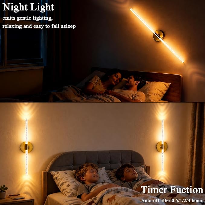 Rechargeable Wall Lights Battery Operated Sconce 2Pack(Gold Bubble Crystal)