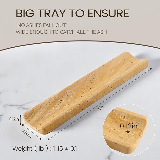 Koville Marble Incense Holder, Incense Holder for Sticks, Incense Sticks Holder Ash Catcher for Meditation Yoga SPA, Natural Stone Incense Burner, Home Table Decor (Yellow)
