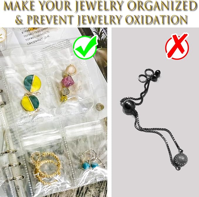 Earring Organizer Case Travel Jewelry Organizer Transparent Jewelry Storage Book for Necklace Bracelet Ring Holder with Small Clear Zippered Pouch
