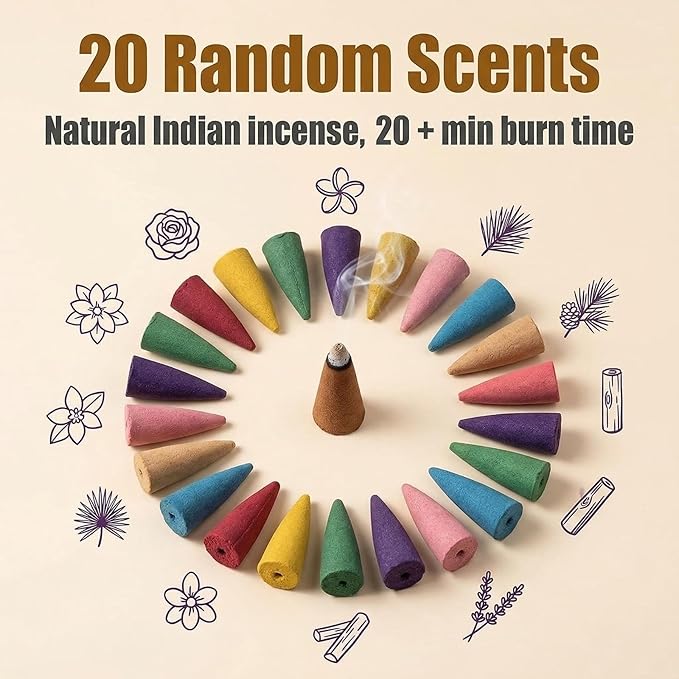 Lovely Log Cabin Incense Burner, Mini Snowy Winter Chimney Cottage Ash Catcher, Yoga Accessories Meditation Accessories, Home Chimney Decorations, 20 Pcs Handmade Incense Cones