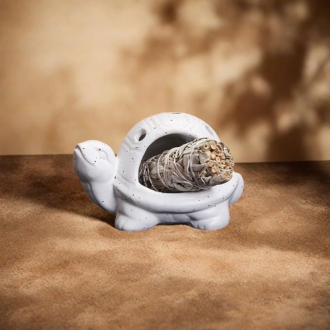 Turtle Palo Santo Holder Ceramic Palo Santo Burner Sage Holder for Burning,Sea Turtle Incense Holder for Wood Sticks Incense Cones and Sage,Incense Burner for Yoga Zen Meditation Altar Decor (D)