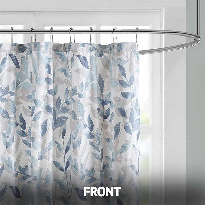 Madison Park Essentials Sofia Shower Curtain, Luxurious Botanical Print, Modern Serene Bathroom Décor, Machine Washable Bath Privacy Screen, 72x72, Multi Blue and Gray