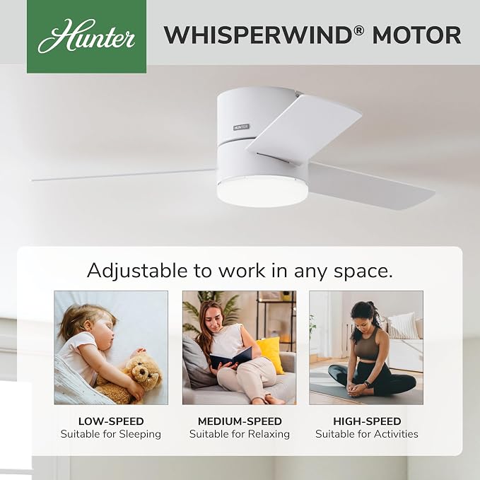 Hunter Minimus, Indoor, Ceiling Fan, with LED Light, 52 inch, Fresh White
