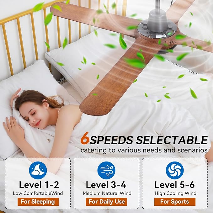 50 Inch Ceiling Fans with Lights,Ceiling Fan with Light and Remote Control Smart Ceiling Fan,Noiseless Reversible DC Motor,4 Blade Ceiling Fans 6-Speed 3 CCT,Ceiling Fan for Indoor/Outdoor