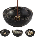Koville Italian Natural Marble Incense Holder, 5inch Incense Holders for Sticks, Sturdy Incense Burner Ash Catcher, Ideal for Meditation, Relaxing, Easy to Clean(Nero Portoro)
