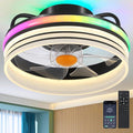 Mpayel RGB Ceiling Fans with Lights and Remote, 13" Low Profile Ceiling Fan | RGB, 6 Speeds, Dimmable, Reversible DC Motor, Modern Enclosed Flush Mount Ceiling Fan for Bedroom Kids Room
