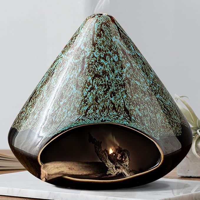 Handcrafted Ceramic Palo Santo Holder – Artistic Incense Burner for Meditation, Viridis Mindfulness & Zen Home Decor – Wabi-Sabi Style Cone Sculpture, Gift for Yoga, Relaxation & Aromatherapy