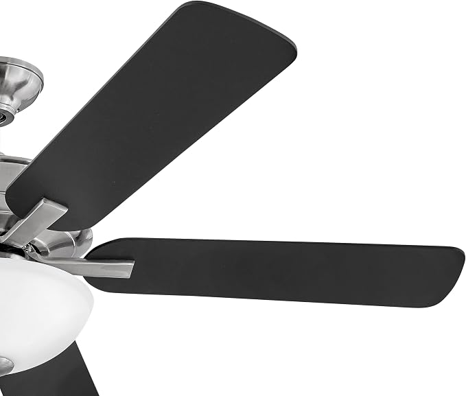Hinkley Metro 52" LED Indoor Dual Mount Ceiling Fan with Light- Traditional Style, Reversible Wooden Fan Blades, Brushed Nickel w/Matte Black or Silver Blades, Remote Sold Separately