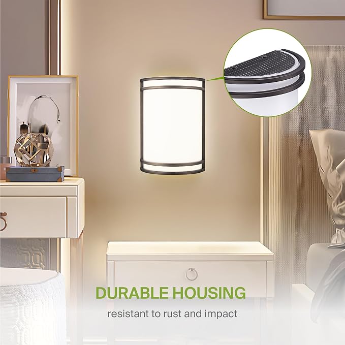 ASD Indoor LED Wall Sconce Lights - 10 Inch 15W Bronze Modern LED Wall Sconces Hardwired - ETL Dimmable 3000K 4000K 5000K Adjustable Sconce Light Fixture for Bedroom, Hallway