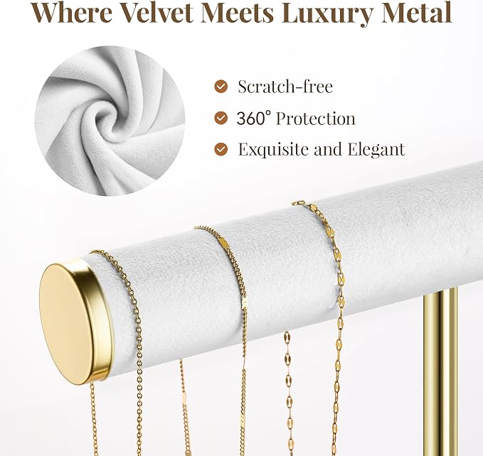 Jewelry Organizer Stand for Necklaces, Bracelets, Earrings, Rings, White | 3 Tier Velvet Bracelet Holder Display | Jewelry Organizers and Storage | Jewelry Tree | Jewelry Towers