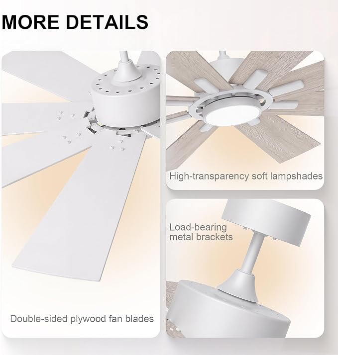 GREENEVER 72 Inch Large Ceiling Fan with Lights, Remote, DC & High CFM | 6 Speed 9371CFM High-Airflow, Quiet DC Motor, Dual-Sided Blades, 3CCT Dimmable Light for Living Room & Commercial Areas