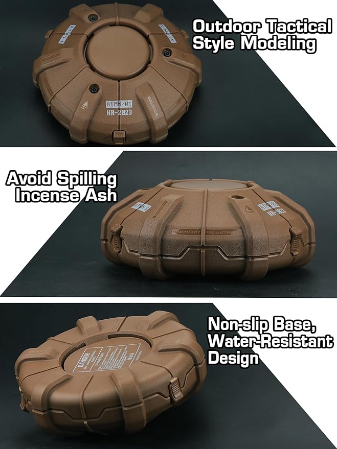 Tactical Mosquito Coil Holder for Outdoor,Mosquito Coil Burner,Incense Burner Holder Camping & CS Gaming - Portable Compact Mosquito Incense Box（Tan）