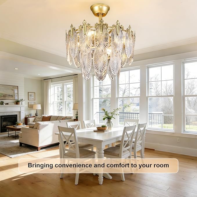 Depuley Bedroom Ceiling Fan with Lights: 20" Gold Chandelier Small Fan with Remote Control - Modern Crystal Fandelier for Girl's Bedroom Living Room Nursery (E26 Bulbs Not Included)