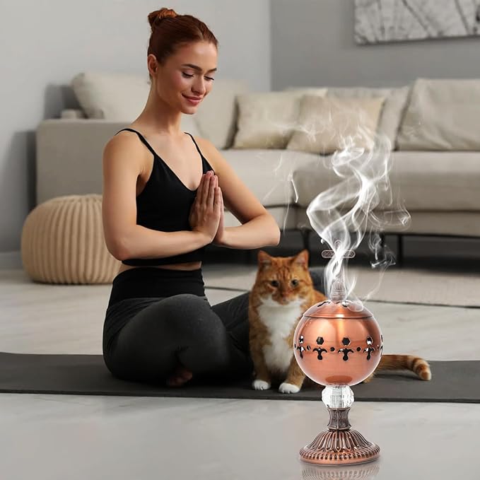 Traditional Incense Burner – Copper Charcoal Censer with Clip – Aromatherapy Resin Holder for Church, Meditation, Yoga, and Home