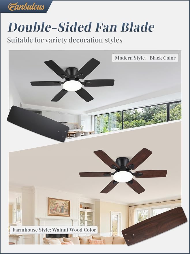 Fanbulous Ceiling Fans with Lights, 42 Inch 6-Blade, Smart APP & Remote Control, Dimmable 5CCT LED with Smart Memory, DC Motor Quiet for Bedroom Living Room, Damp Rated for Outdoor Covered Patio