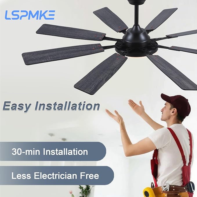 Ceiling Fan With Light & Remote Indoor/Outdoor Use 60 Inch Black | Reversible DC Motor,3CCT, Dimmable, Timer, Noiseless,Ceiling Fan for Bedroom Living Room