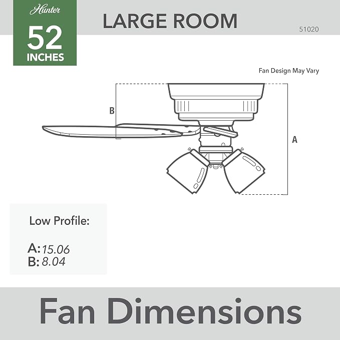 Hunter Crestfield, Indoor, Ceiling Fan, Quiet, 52 inch, Matte Silver